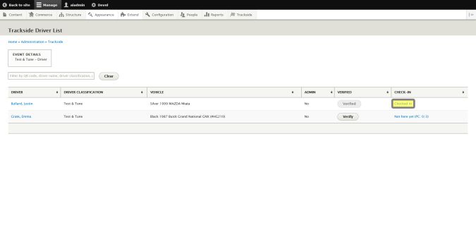 Driver Checked In